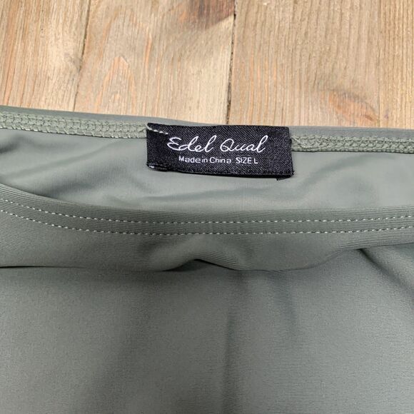 EDEL QUAL® Women's High Waisted Bikini Bottom Tummy Control Size LARGE Green - Picture 5 of 7